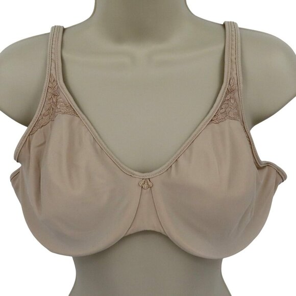 Bali 36D Bra 3385 Passion for Comfort Minimizer Underwire Solid Beige Lace - Picture 1 of 13
